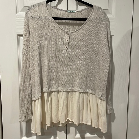 Kimchi Blue Shirt. Size XS. Sweater with Blouse material on bottom. - Picture 1 of 5